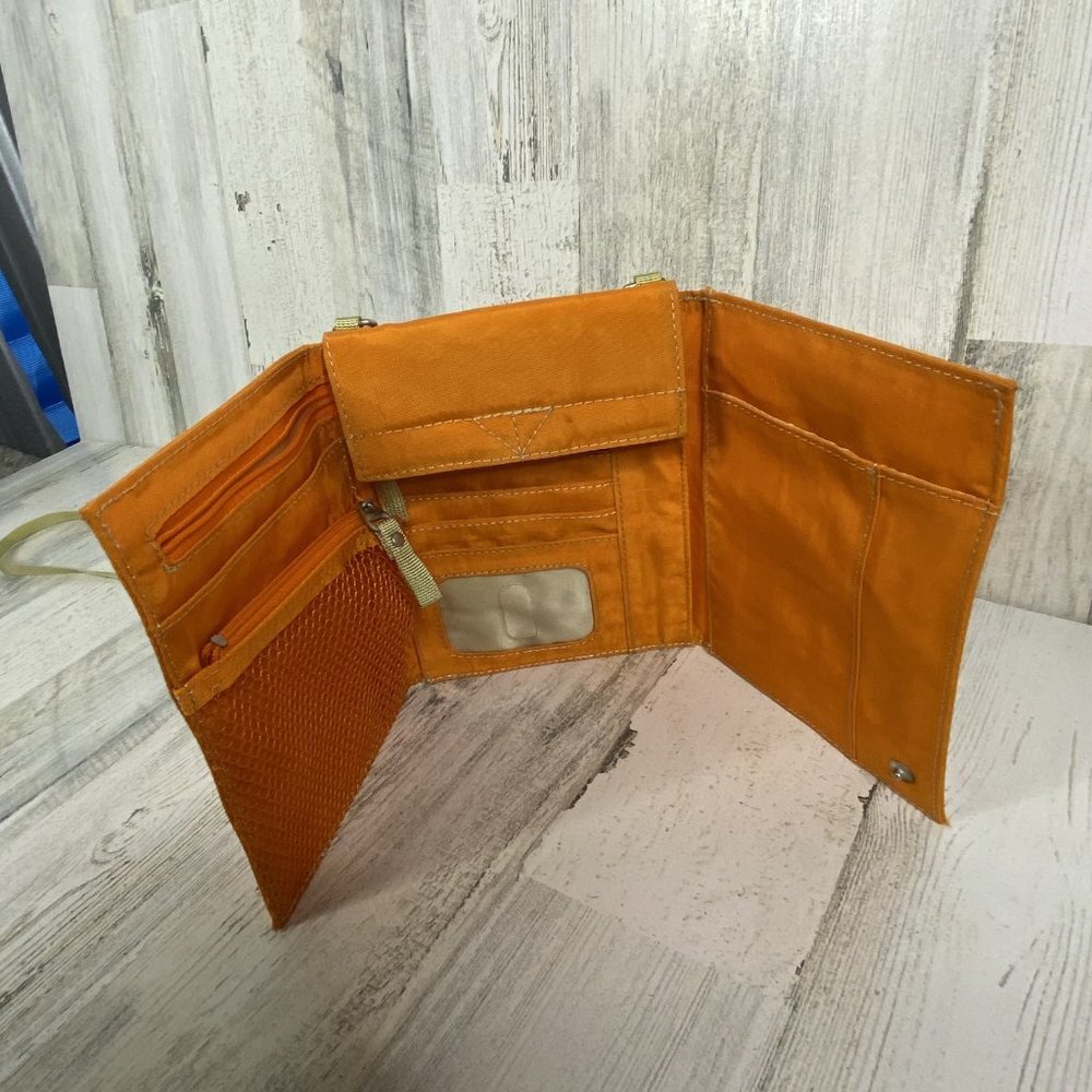 Womens Bright Orange Crossbody Trifold Travel Bag - Picture 5 of 7